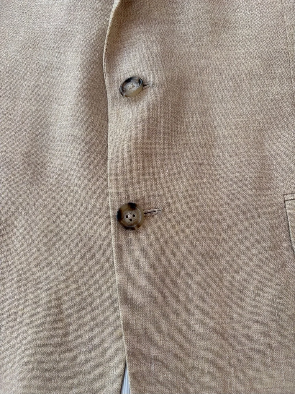Jos A Bank Linen Wool Sport Coat 42 Short Beige Tan 2 Button Blazer